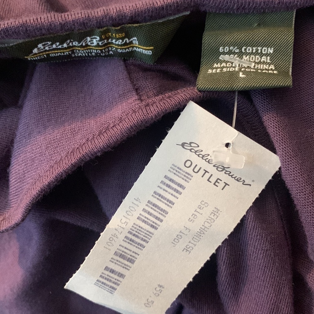 Eddie Bauer Plum V- Neck Midi Dress with Tie Waist- NWT - Picture 12 of 14